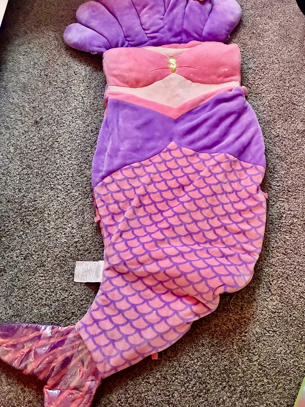 Plush Mermaid Tail Sleeping Bag - Pink & Purple